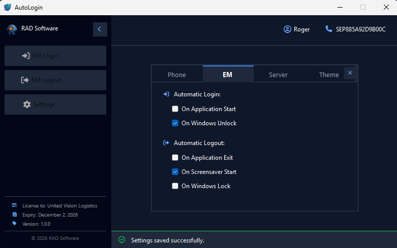 AutoLogin Automation Preferences